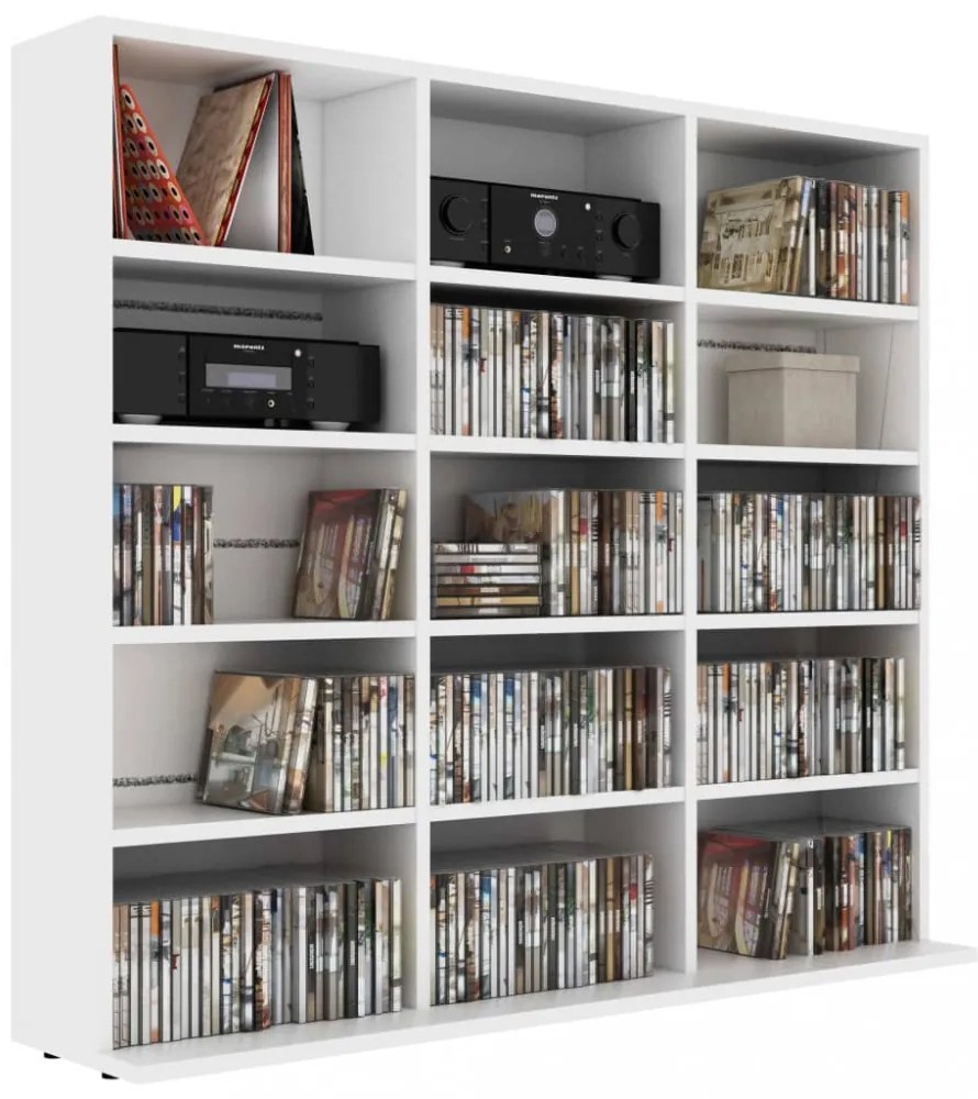 fehér szerelt fa CD-tartó szekrény 100 x 23 x 89,5 cm