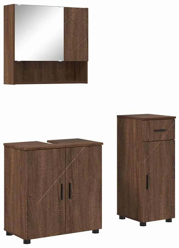 Fürdőszoba bútor szett 3 pcs barna tölgy 61 x 35 x 64 cm