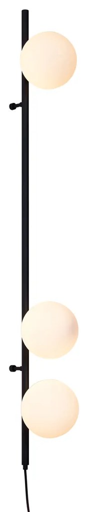 Design fali lámpa fekete matt üveggel, 3 izzós - Vertical