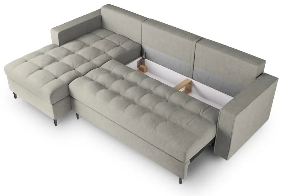 Santo világosszürke kinyitható sarokkanapé, bal oldali - Milo Casa