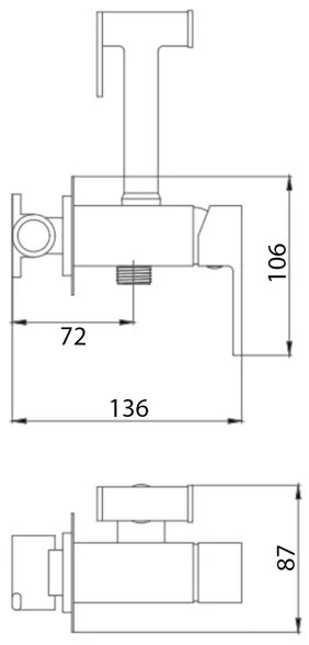 Aqualine - Zuhanyzós bidécsap rejtett beépítéshez fényezett króm