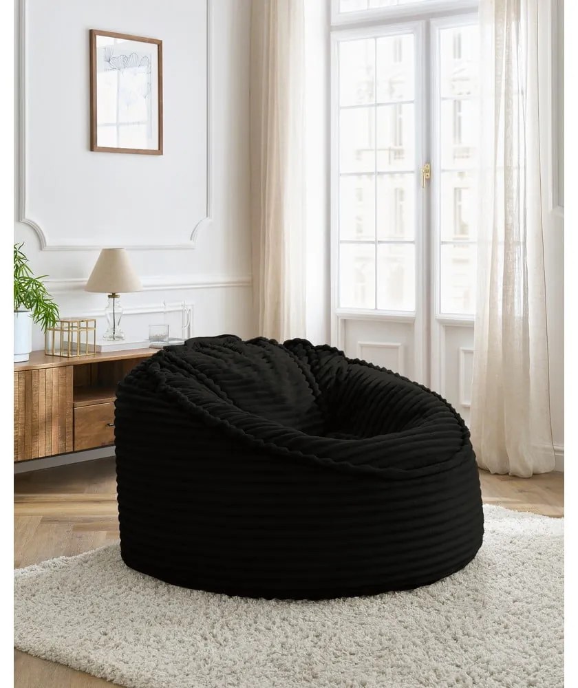 Fekete kordbársony babzsákfotel Socrate – Bobochic Paris