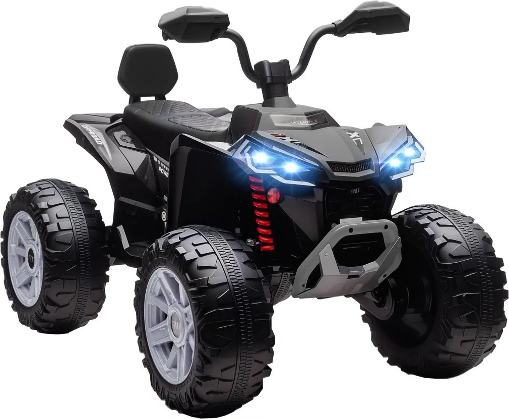 AIYAPLAY Elektromos gyermek quad, 24 V-os elektromos jármű 4 kerékkel, fényszórókkal, USB porttal, MP3, fekete