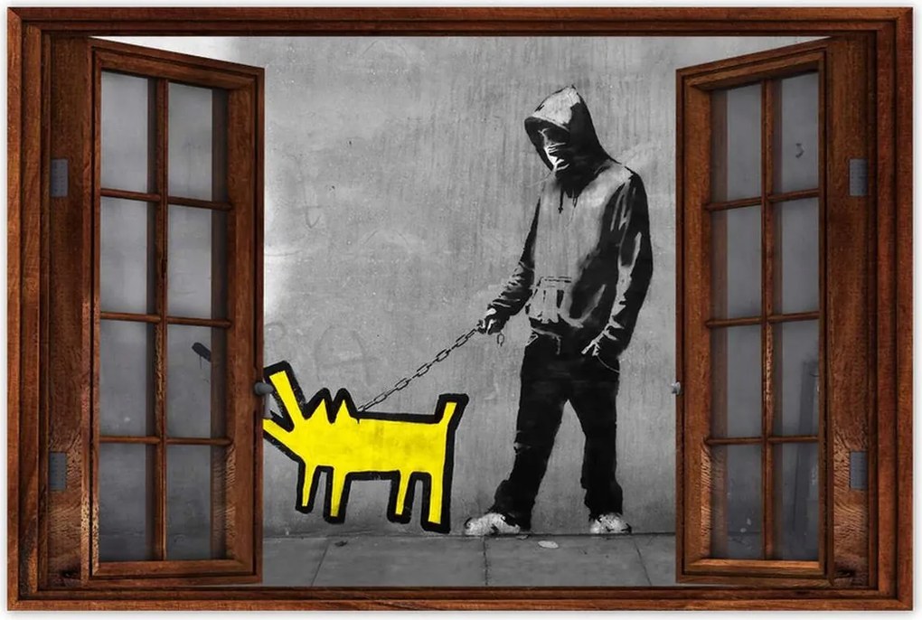 Poszterek 120x80 Sárga kutyus Banksy Lol