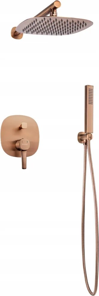 Invena Falsík Alatti Zuhanyszett Glamour Esőztetővel, Réz