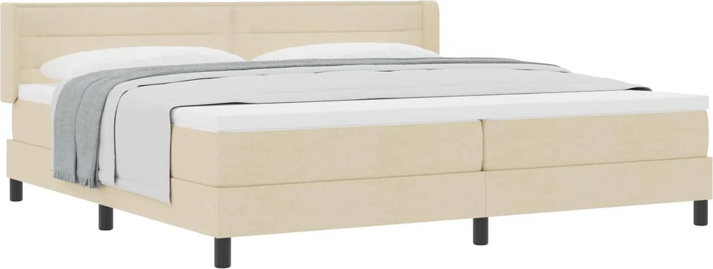 vidaXL Boxrugós ágy matracmal fejtámlával Krém 200 x 200 cm Poliészter