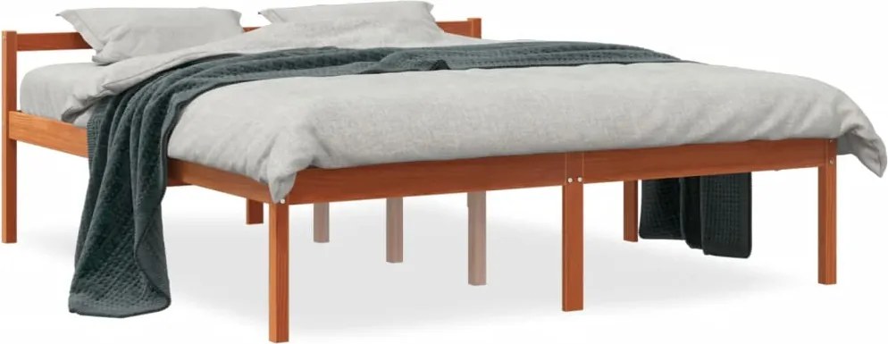 vidaXL viaszbarna tömör fenyőfa időseknek való ágy 160 x 200 cm