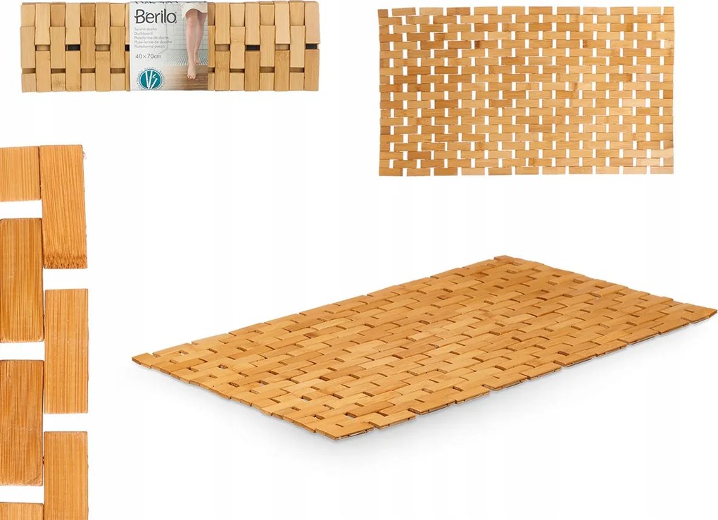 Nagy csúszásgátló fürdőszobaszőnyeg bambusz 40×70 cm fürdőszobai állvány