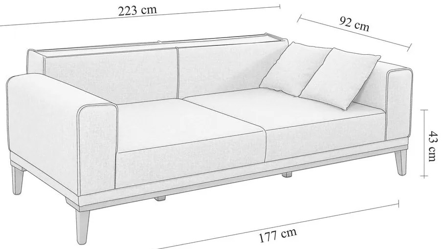 Sötétkék kinyitható kanapé 223 cm Liones – Artie