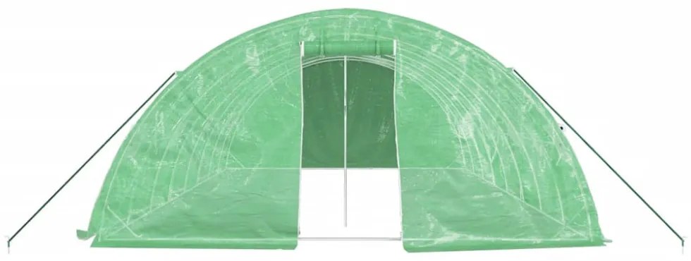 zöld acélvázas melegház 40 m² 8 x 5 x 2,3 m