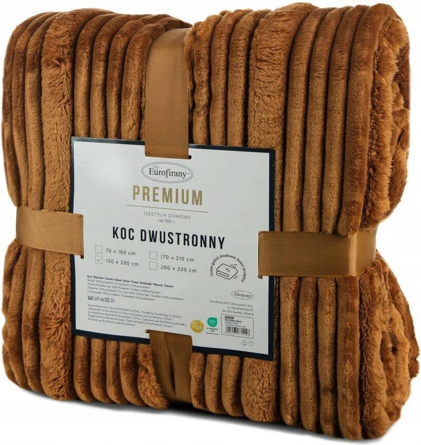 Extrudált takaró 200x220 Eurofirany Nina mézes Ajándék Flano 3D hatás