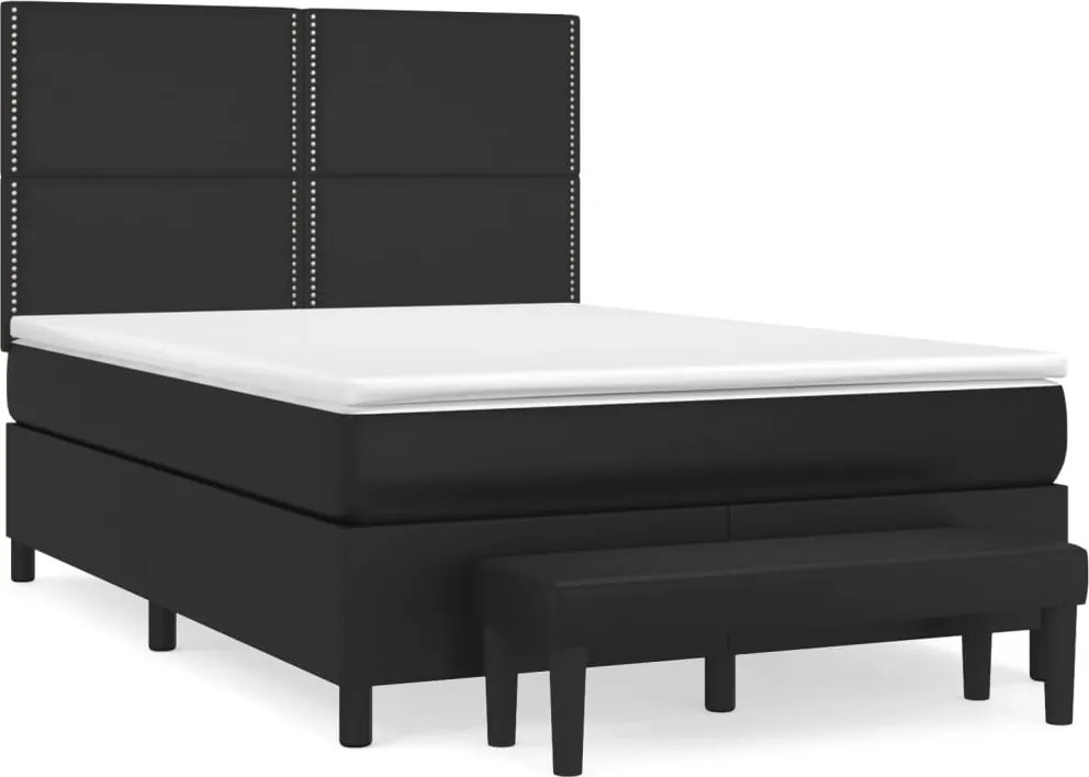 vidaXL fekete műbőr rugós ágy matraccal 140 x 190 cm