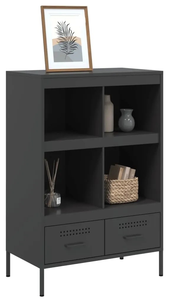 fekete acél magasszekrény 68 x 39 x 101,5 cm