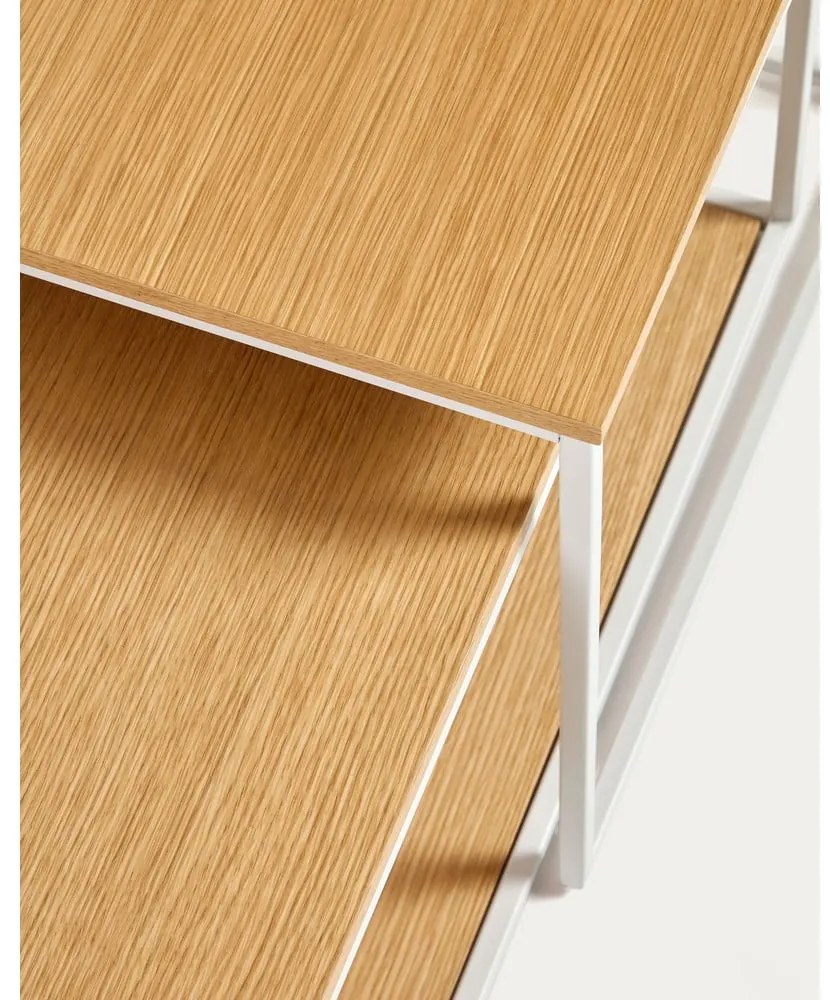 Világos natúr színű dohányzóasztal szett tölgyfa dekoros asztallappal 2 db-os 50x100 cm Yoana – Kave Home