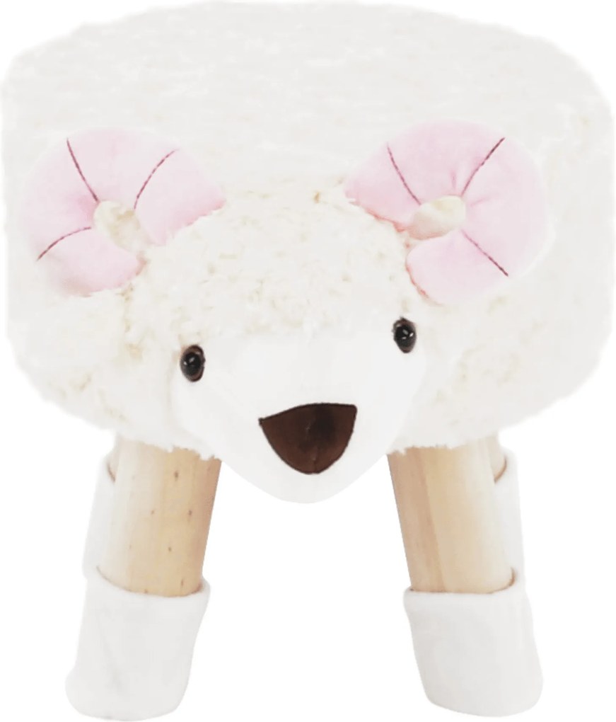 Zsámoly bárány alakban, Velvet szövet fehér/rózsaszín/természetes, LOLA