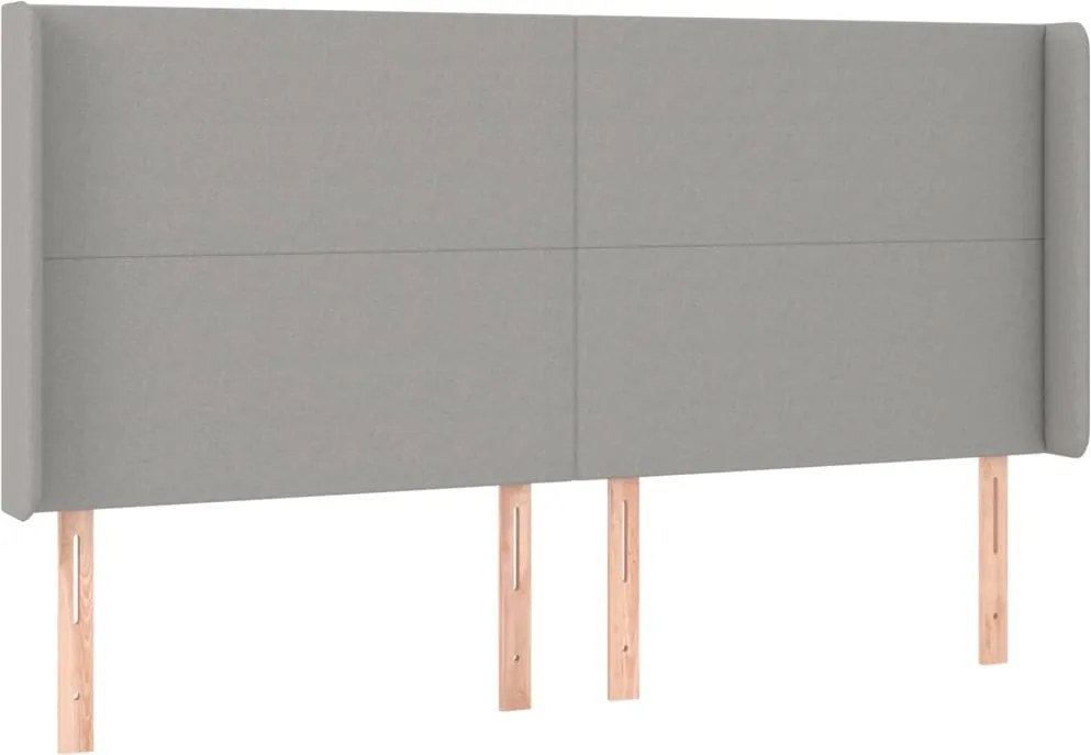 vidaXL világosszürke szövet fejtámla szárnyakkal 183x16x118/128 cm