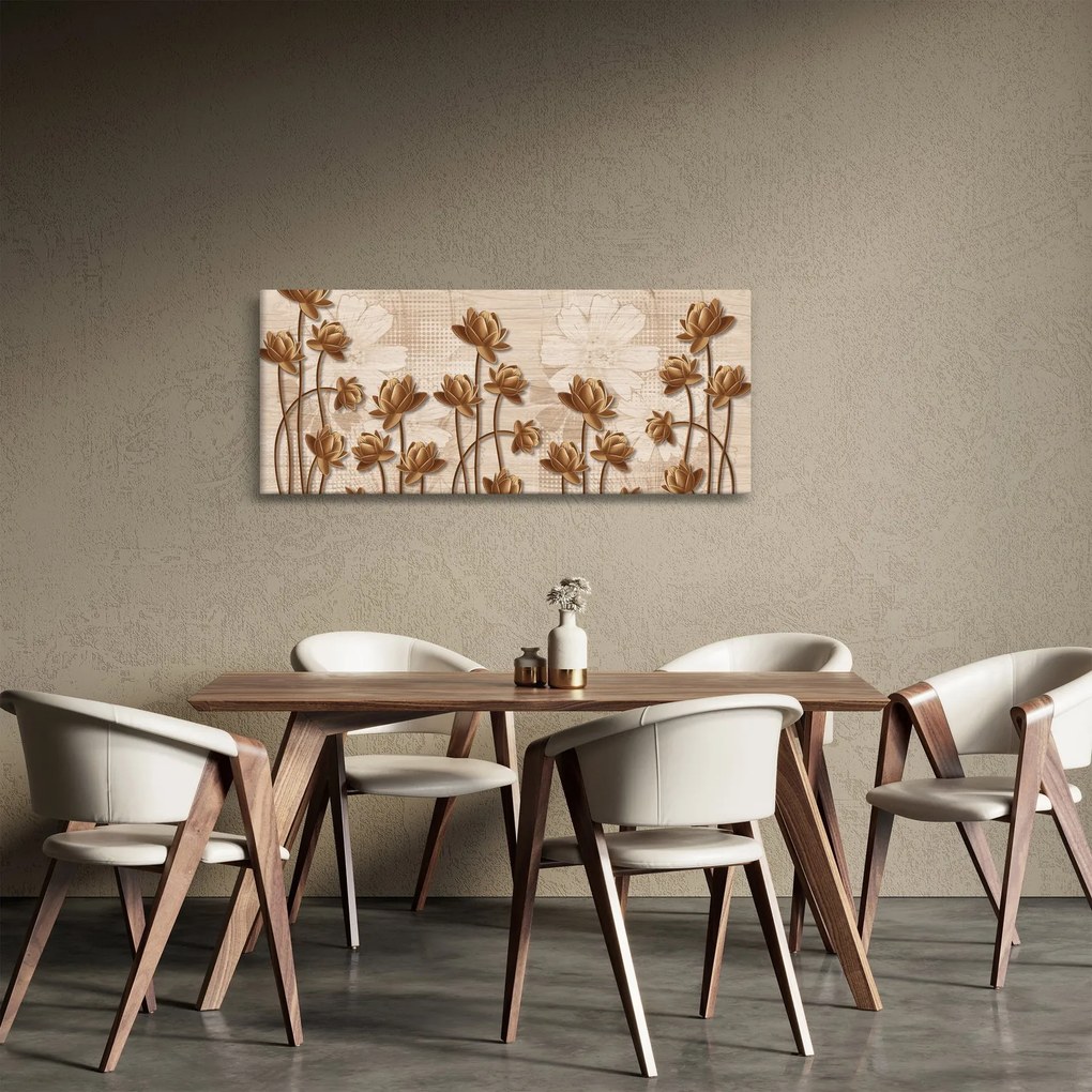 Absztrakció virágok képe - barna (120x50 cm)