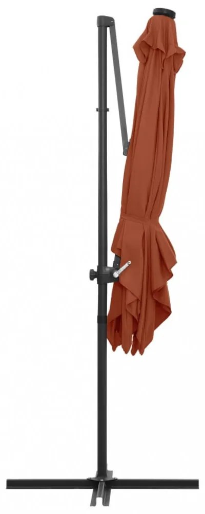 terrakotta konzolos napernyő LED-világítással 250 x 250 cm