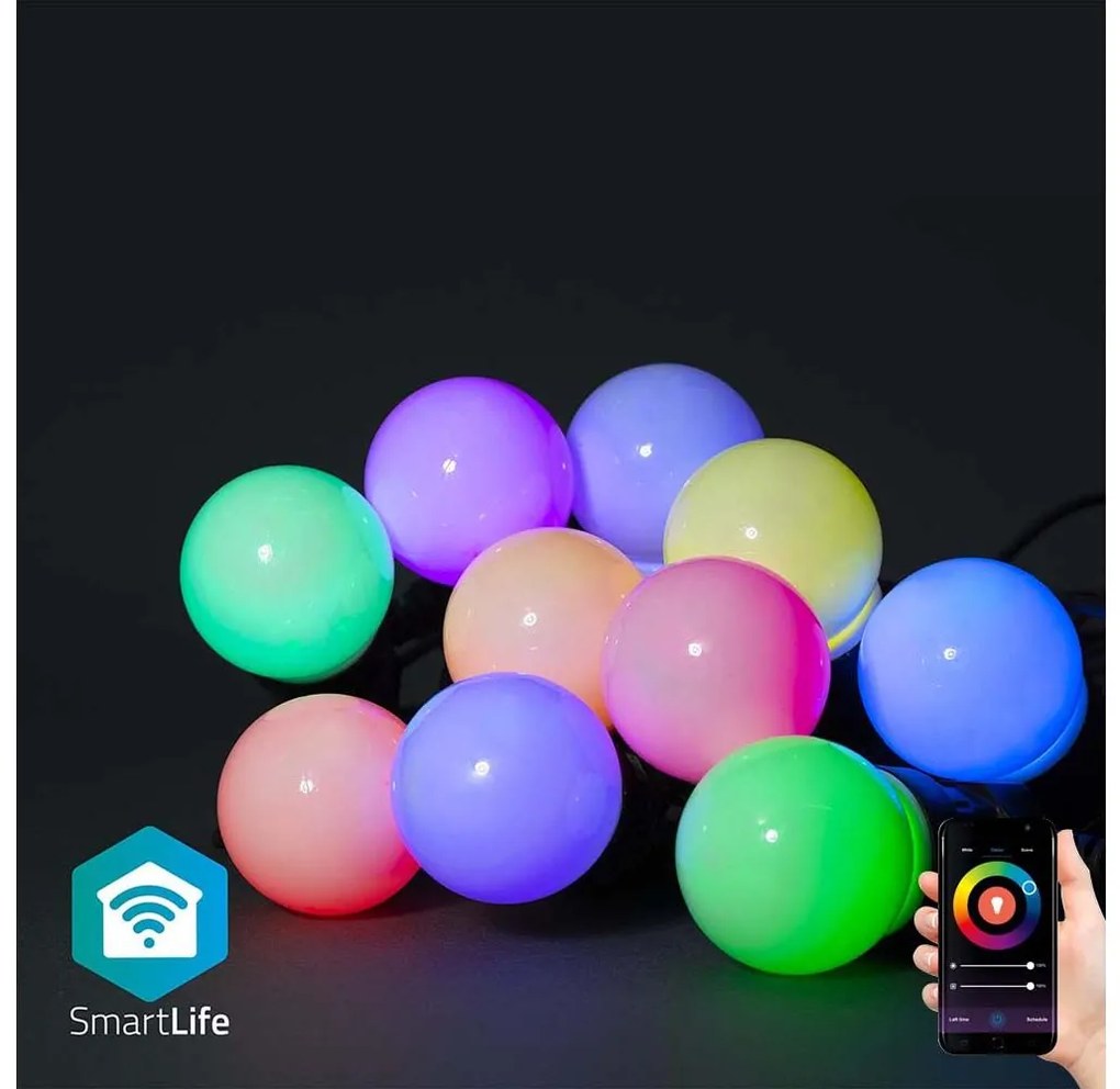 Nedis Nedis WIFILP03C10 - LED RGB Dekoratív lánc 10xLED 12m IP65 Wi-Fi Tuya NE0489