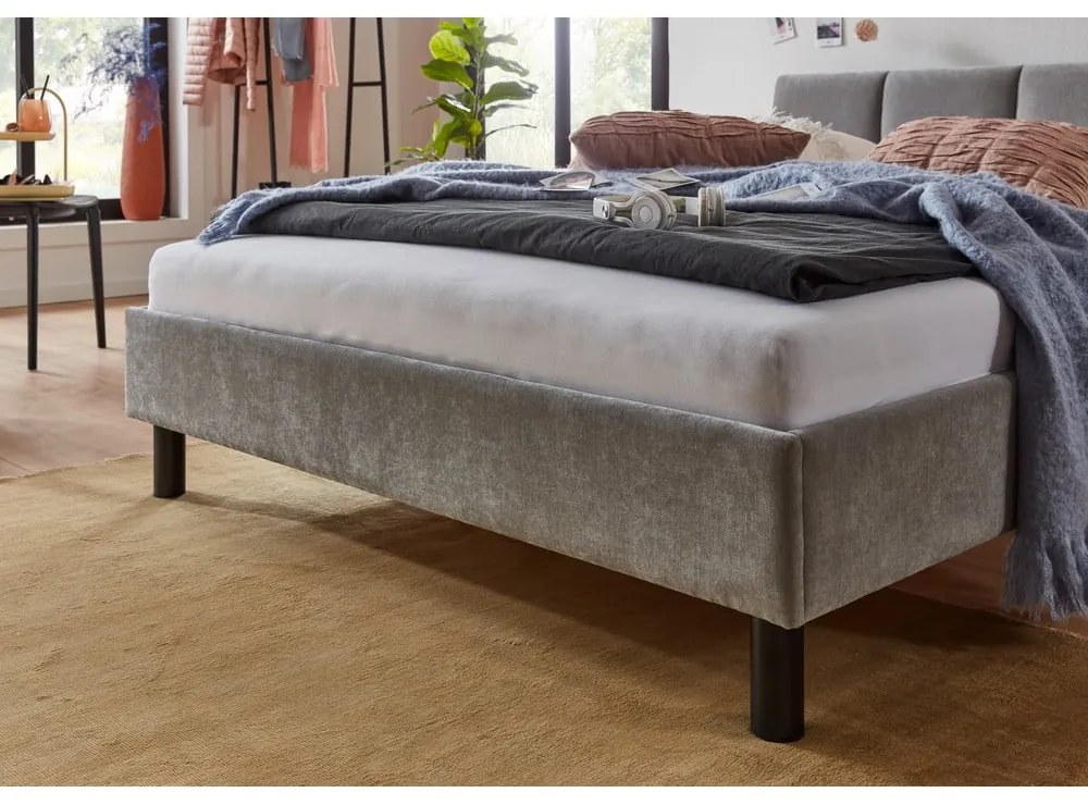 Szürke kárpitozott franciaágy ágyrács nélkül 140x200 cm Joker – Meise Möbel