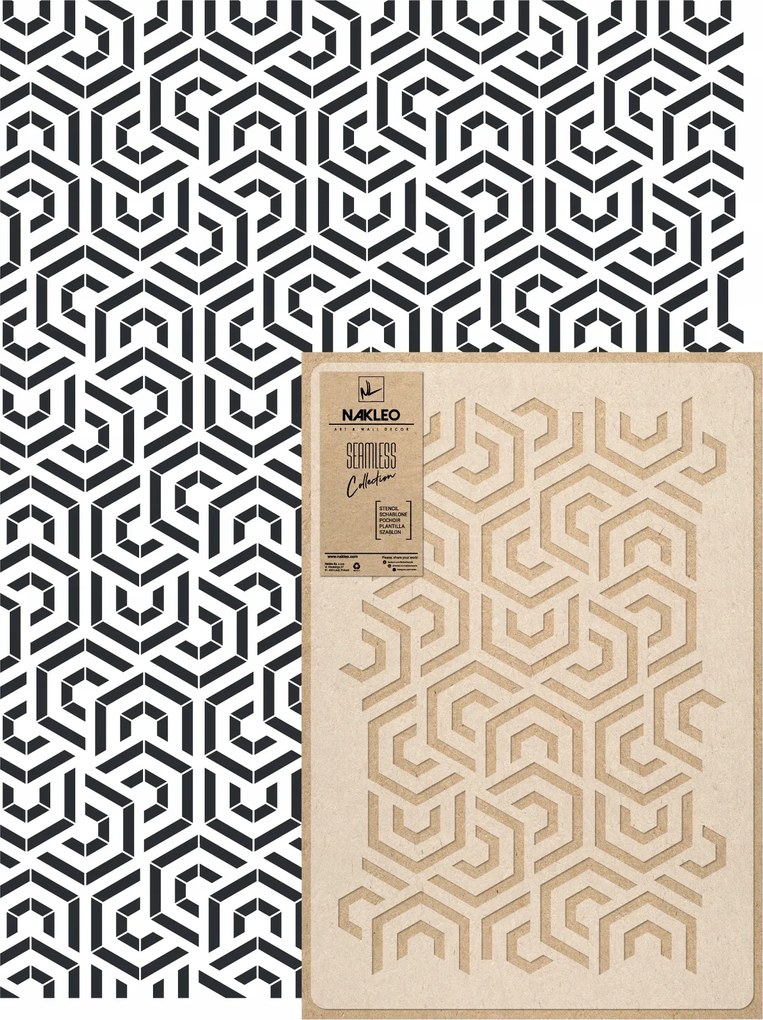 Festősablon Ismételhető Többször felhasználható 59x95cm Tapéta Örvény Hexagon Vonalak