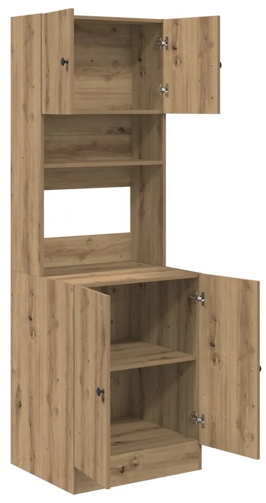 Konyhai Szekrény Kézműves Tölgy 60x50x180 cm Szerkezeti Fa