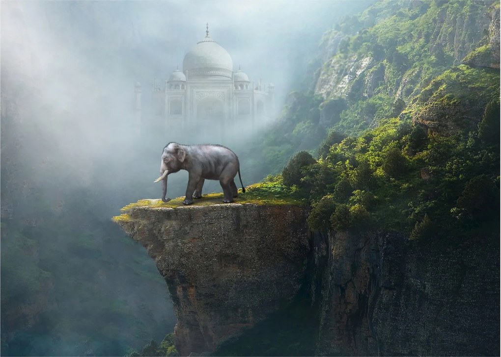 Kép - Az elefánt a Taj Mahal tetején (70x50 cm)