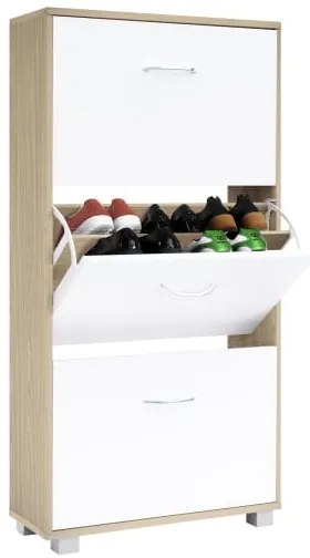 Casaria® Cipősszekrény 115x60x24 cm - tölgy/fehér