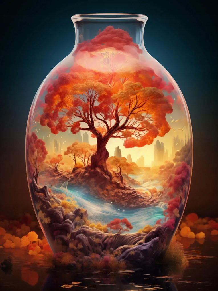 Poszter 15x20cm Az élet fája üvegben