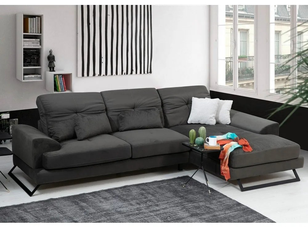 Sötétszürke sarokkanapé (jobb oldali) Frido – Balcab Home