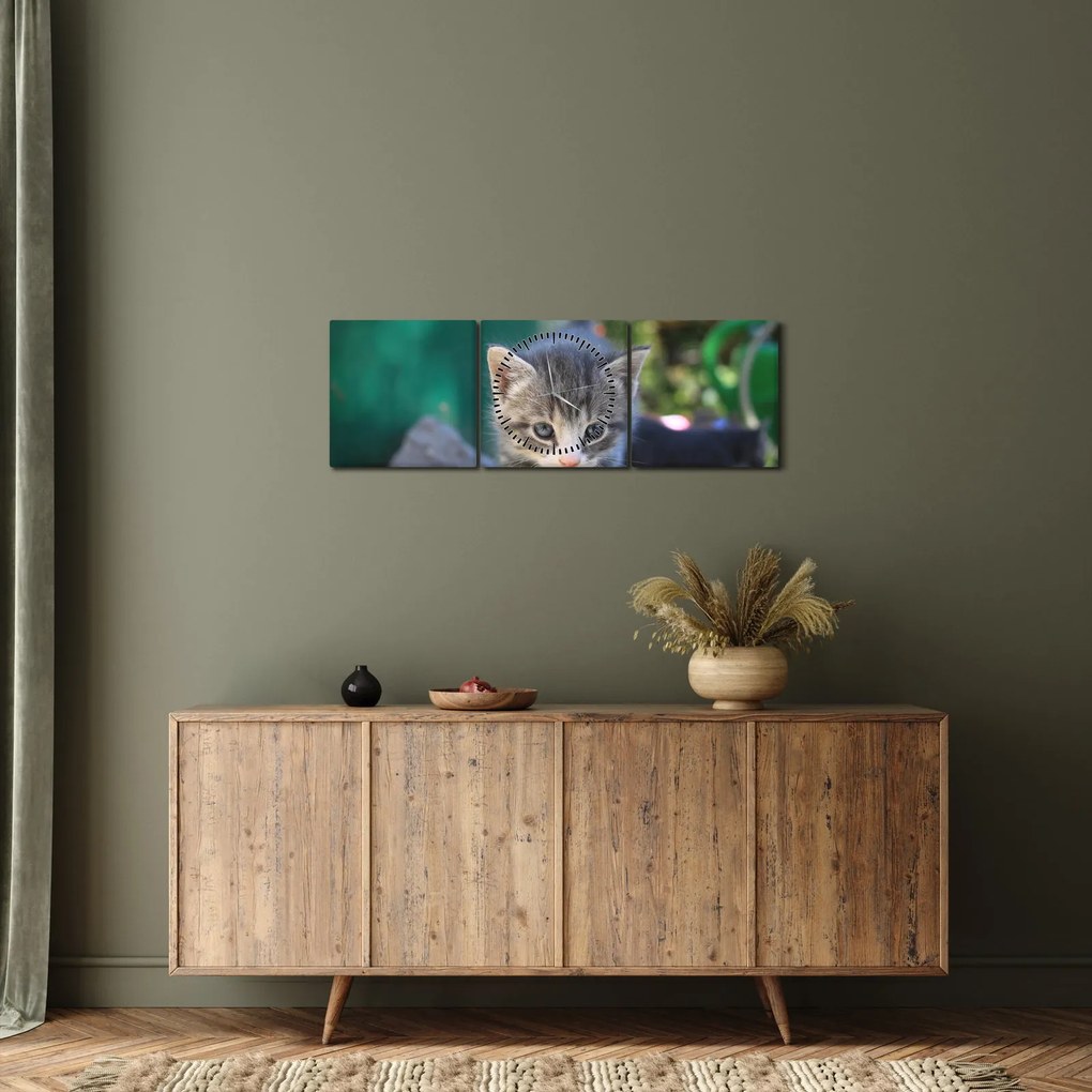 Cica képe (órával) (90x30 cm)