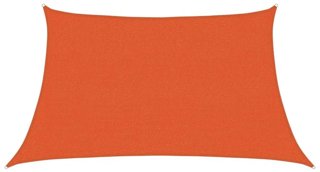 narancssárga trapéz alakú HDPE napvitorla 160 g/m² 3/4 x 2 m