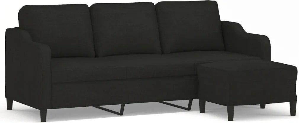 vidaXL 3 személyes fekete szövet kanapé lábtartóval 180 cm