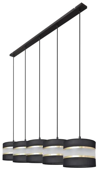 Csillár zsinóron HELEN 5xE27/15W/230V fekete/arany