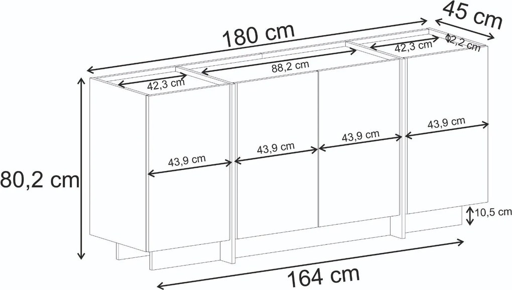 Dorma Komód/ konzolasztal 180 cm – Atlantic Pine / Fehér