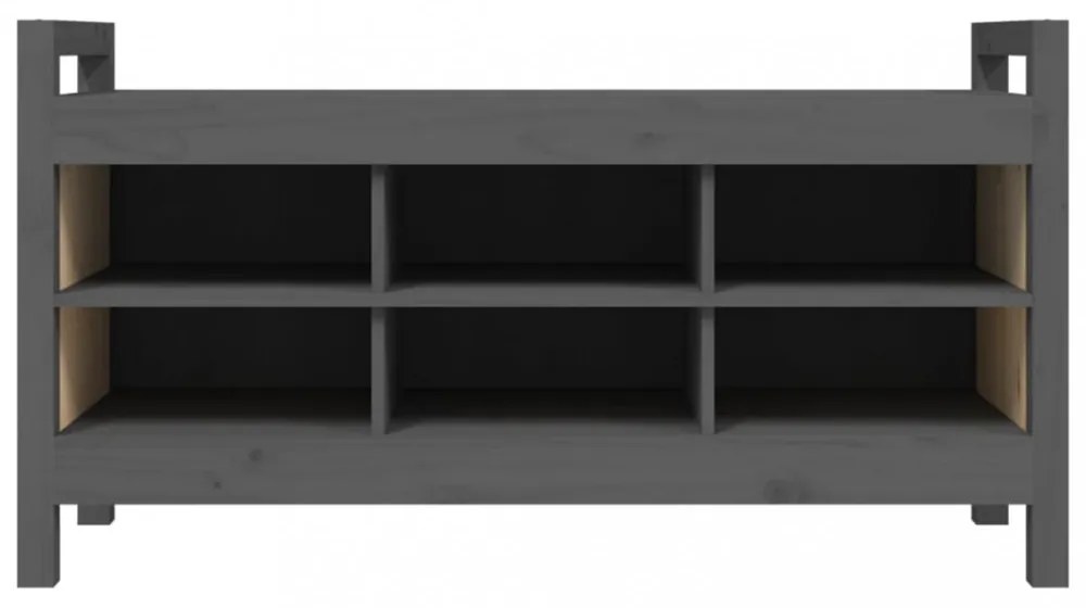 szürke tömör fenyőfa előszoba pad 110 x 40 x 60 cm