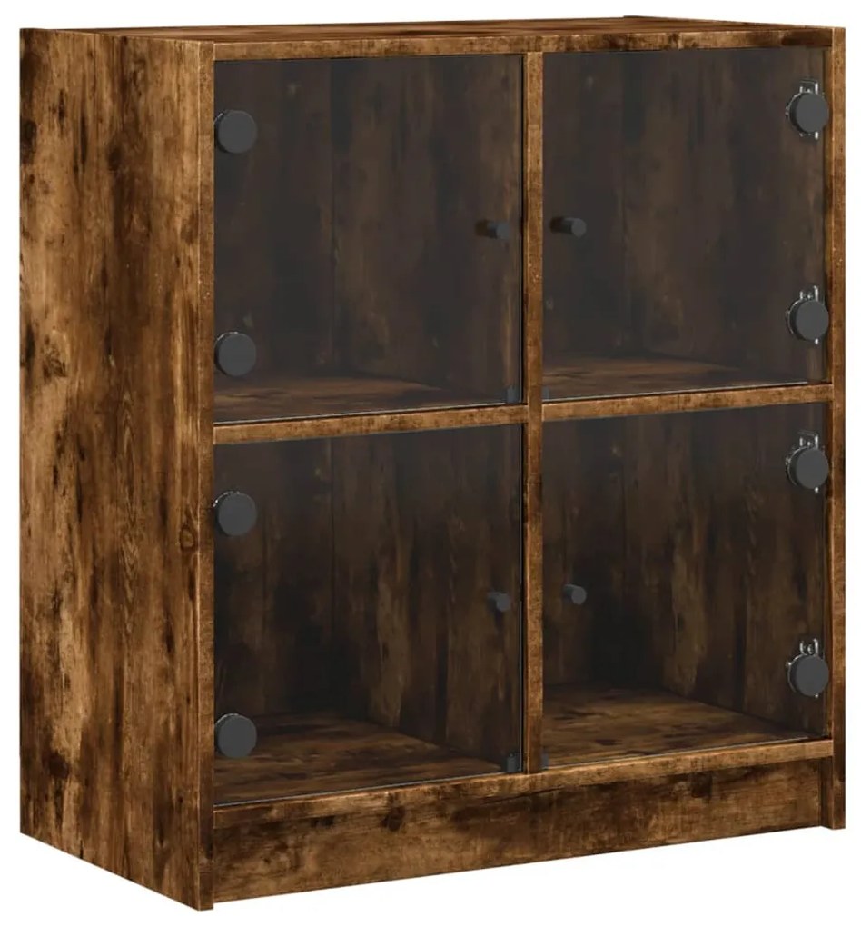 füstös tölgy színű kisszekrény üvegajtókkal 68 x 37 x 75,5 cm
