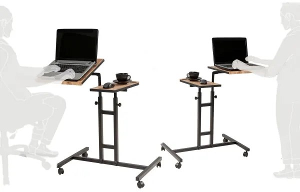 Állítható GLEN asztal 87x67 cm barna/fekete