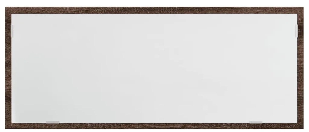 barna tölgy szerelt fa LED-es fürdőszobatükör 100x8,5x37 cm
