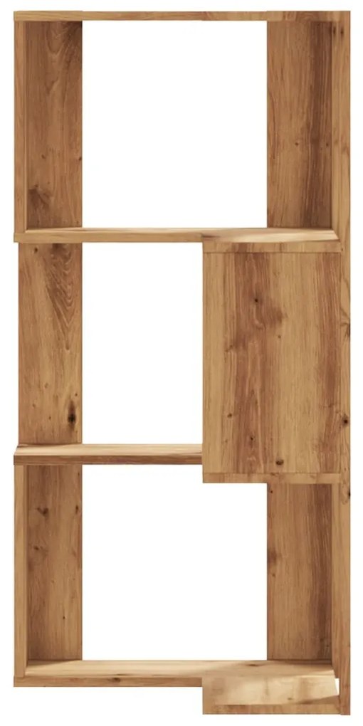 3 szintes szerelt fa sarok könyvespolc 50 x 50 x 102 cm