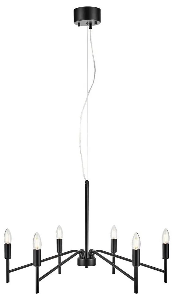 Markslöjd 108209 - Csillár zsinóron MONARCH 6xE14/18W/230V fekete