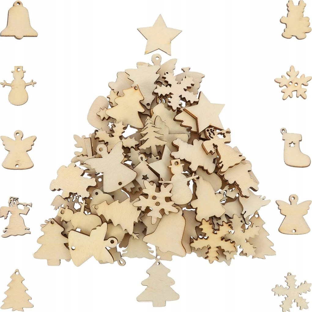 Karácsonyi Dekoráció MIX Rétegelt Lemez Dekoráció 24db 5cm