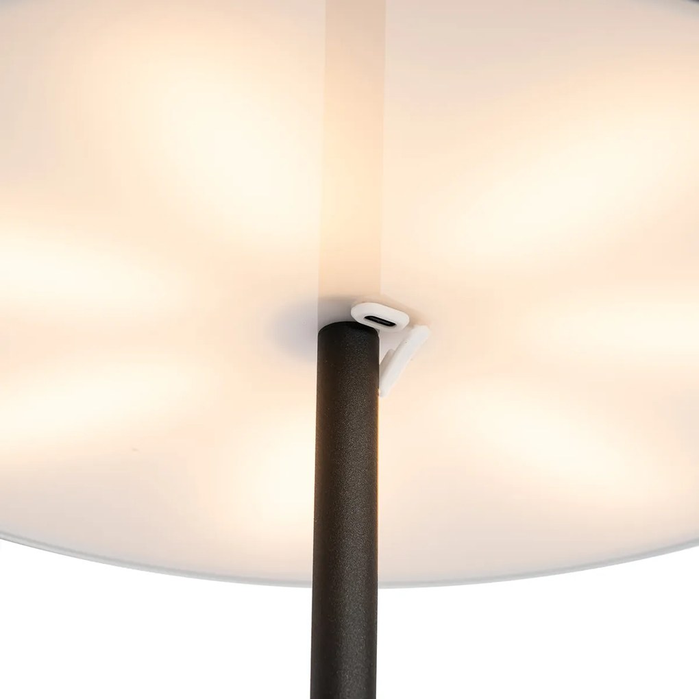 Kültéri állólámpa fekete újratölthető 3 fokozatú fényerőszabályzóval - Keira