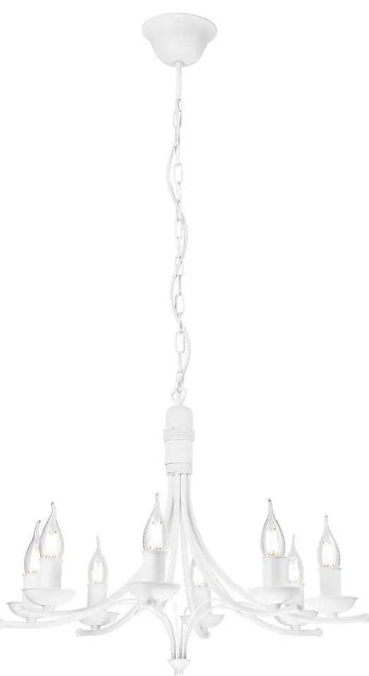 Lamkur Csillár láncon LUCY 8xE14/60W/230V fehér LA44187