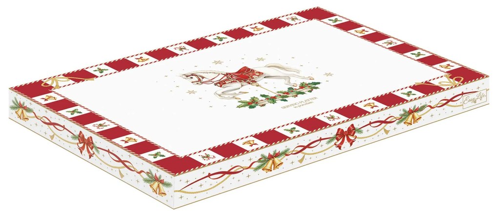 Karácsonyi porcelán ovális kínáló tál díszdobozban Christmas Tale 35x23,5 cm