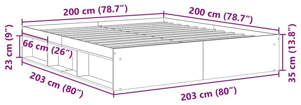 antik fa szerelt fa ágykeret matrac nélkül 200x200 cm