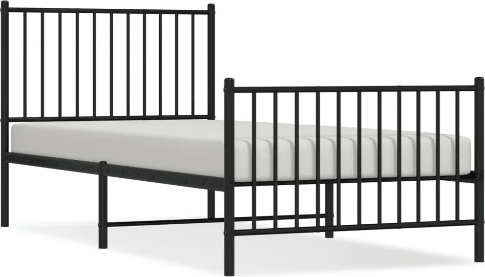 vidaXL fekete fém ágykeret fej- és lábtámlával 90 x 200 cm