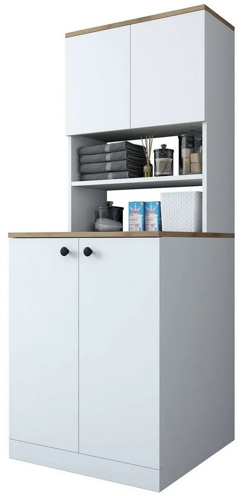 Kira White and Walnut szekrény a mosógép fölé