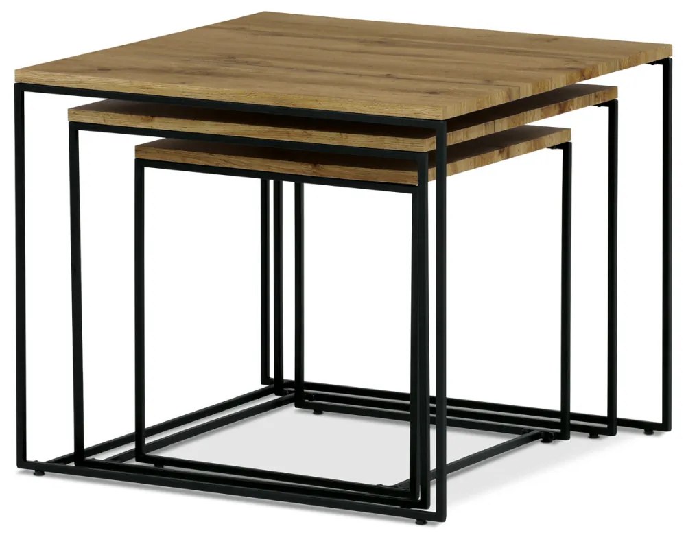 Set de mese de cafea din 3 piese, culoare stejar