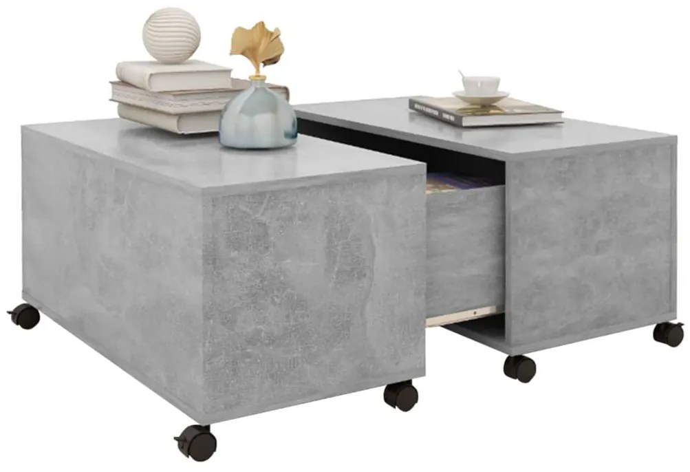 betonszürke szerelt fa dohányzóasztal 75 x 75 x 38 cm